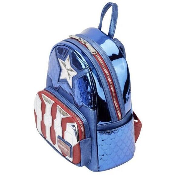 Loungefly Marvel Studios Captain America Mini Backpack Infinity Saga Metallic